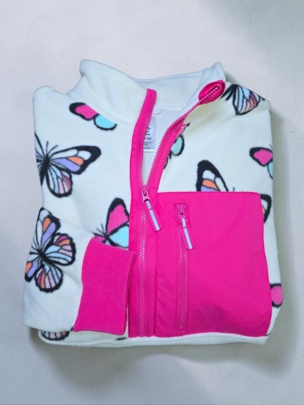 MEMBERS MARK | GIRLS HALF ZIP WILD BUTTERFLIES SUPER SOFT FLEECE PULLOVE…